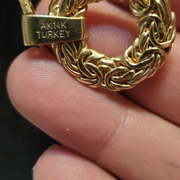 14k Italian herringbone necklace & 14k pendant - Picture 5 of 8